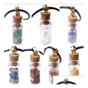 Pendant Necklaces 2021 Handmade Energy Crystal Stone Mini Glass Bottle For Women Men Lovers Lucky Jewelry With Rope Drop Delivery Pend Dh87C