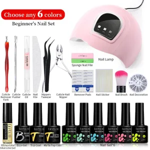 Satser lilycute Välj vilken 4/6/12/16 färger gel nagellack set manikyr semi permanent lack kit gel polska uppsättning med 36W UV -lampa