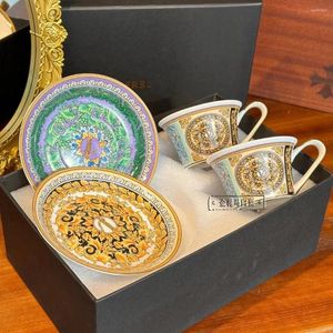 Massen klassische Qualitätsknochen Chinesische Kaffee Tasse Untertasse Besteck Nachmittag Teetasse Set Getränkutensilien mit Geschenk B 2