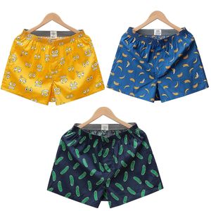 3PCSPACK 100 roupas íntimas de roupas de dormir de algodão para 105 kg de boxers soltos boxers respiráveis impressão de moda de seca rápida calça 240326