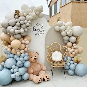 Party Decoration Dusty Blue Balloons Arch Matte Skin Gray Boho White Sand Ice Balloon Garland For Baby Shower Baptism Birthday Decor