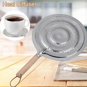 Table Mats Heat Diffuser Plate Iron Simmer Pot Stove Top 21cm Insulation Mat With Wood Handle For Electric Cooker Bowl