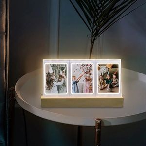 Para Fujifilm Instax Mini 12 11 9 8 Câmera Fuji 3 em 1 polegada PO Frame acrílico Tabela de luz LED instantânea 240401