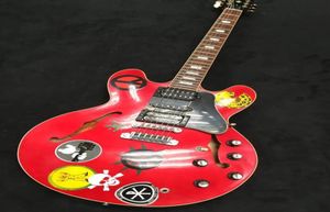 Custom Alvin Lee Guitar Big Red 335 Semi Hollow Body Jazz Cherry Red Electric Guitar Block Inlay 60S Neck Pickups HSH Grov4328783