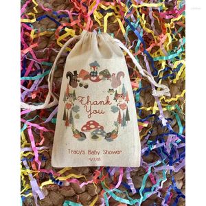 Borsa per feste per animali a tema boschivo coulcale personalizza il regalo di compleanno di cotone borse di benvenuto per il trattamento grazie grazie