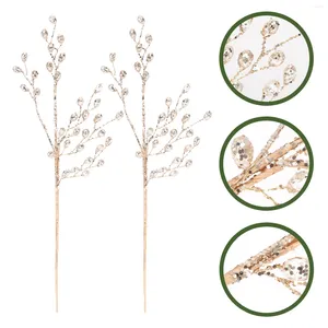 Kerzenhalter 2pcs Weihnachten Acrylstämme Perlen pflücken Weihnachtsdekorationen Blumen