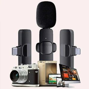Microfones Portable Wireless Lavalier Microphone New K9 2023 Phone Mic Audio Video Recording Broadcast Mini Mic för iPhone/Android/Samsung 240408