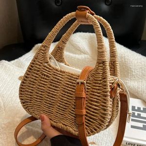 Sacchetti da sera paglia per donne 2024 estate intrecciata intrecciata a mano intrecciata fatta a mano Boemia Bali Bali Crossbody Spalla