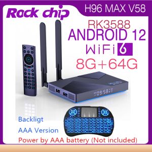 Box Android 12.0 Wi -Fi6.0 Quad Core Rockchip RK3588 4GB 8GB 32GB 64GB 1000M LAN 2.4G 5G Dual WiFi BT4.0 Smart TV Box H96 MAX V58