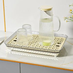 Tea Trays Coffee Cup Tray Food Grade PET Fruit Heavy Duty Quick Drying Durable Storage Organizer Holder Rack