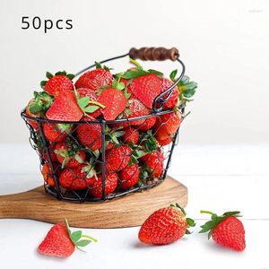 Party Decoration 50pcs Artificial Realistic Strawberries Durable Plastic Suitable For Home Parties And Pography Props