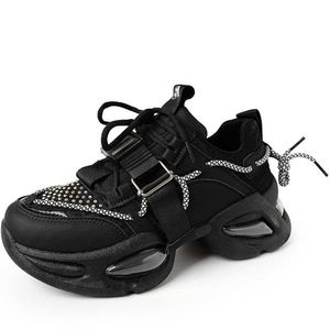 HBP Non-Brand Dropshipping Custom Chunky Platform Sneakers Ladies Fashion Comfortable Black Shoes For Girls Woman