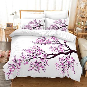 Bedding Sets Beautiful Flowers Comforter Set Plum Bossom Duvet Quilt Cover For Adults Women Bed Linen And Pillowcase King Size