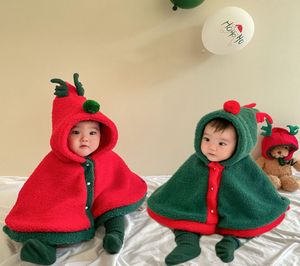 Autumn and winter new baby Christmas clothing cloak thickened windproof hoodie6799455