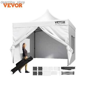 テントとシェルターVevor 10x10 ftポップアップキャノピーは取り外し可能なサイドウォールポータブルガゼボ車輪付きバッグパティオL48用の耐性防水テント