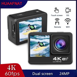 Камеры S60TR Action Camera 4K 60FPS 24MP EIS 2.0 Touch LCD Двойной экран Wi -Fi Водонепроницаемый пульт дистанционного управления 4x Zoom Go Sports Pro Camera