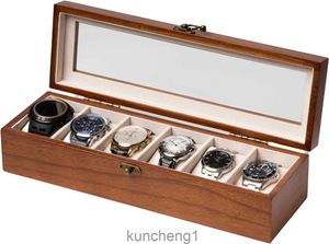 Orologio Case di orologio per uomini donne con grande scatola di stoccaggio di orologi in legno in legno in legno con 6 - slot burlywood maschile organizzatore di orologi per regalo