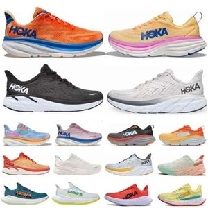 Designer de Hokah Bondi 8 Hokahs Sapatos Sapatos de corrida feminino Clifton 8 Clifton 9 Triple Black White Aquarelle Lunar Rock Blue Fog Red Sport Men Women Trainers