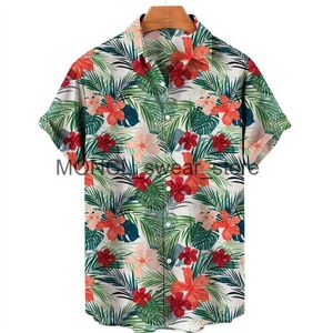 Camisas casuais masculinas Camisa havaiana de luxo para homens Plantas estampadas 3D tropicais Blusa de manga curta floral Tops de grandes dimensões H240408