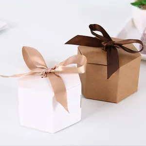 Gift Wrap 20st Hexagon Box Folding Paper Case Diy Biscuit Candy Baking Packaging Boxes for Wedding Birthday Christmas Year Party