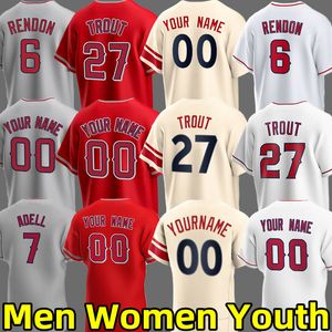 2024 camisas de beisebol Shohei Ohtani Mike Trout Jo Adell Anthony Rendon Jared Walsh Taylor Ward Luis Rengifo Brandon Drury Max Stassi Custom Men Mulheres Jersey Youth Jersey