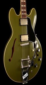 1964 ES 345 Olive Drab Matte Green Semi Hollow Body Jazz Electric Guitar Bigs Bridge Tremolo Varitone Knobs Tuilp Tuners Chrome5751402