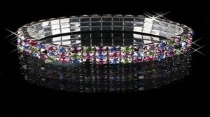 Cute Colorful Bracelet Bling Bling 3 Row Multicolor Rhinestone Bracelets Stretch Bangle Prom Evening Wedding Party Jewelry Bridal1886743