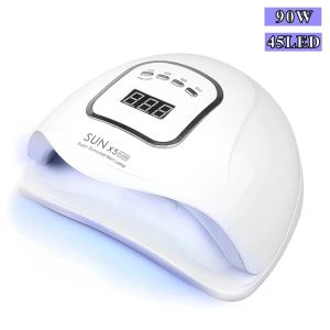 Pul Pullamalar Güneş X5 MAX 90W LED UV Lamba Çivi Kurutucu 45 LEDS TIMLE LAMBA 10/30/60/99S TIMER OTOMER OTOYSÖRLÜ MANİKUR ARAÇLARI