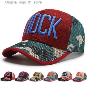 Ball Caps Autumn Hat Mesh Camo Mens and Womens Breathable Sunshade Baseball Hat Linen Embryo Letter Fashion Duck Tongue Yong Hat Q240408