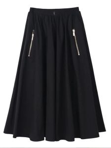 Women's Vintage Half Skirt 2023 New Zipper Fashion Vintage Casual Letter Printing A-line Long Skirt Women's Half Skirt