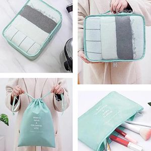 Storage Bags Dustproof Bag Travel Organizer 8-piece Set For Efficient Suitcase Organization Clothes Foldable Drawstring