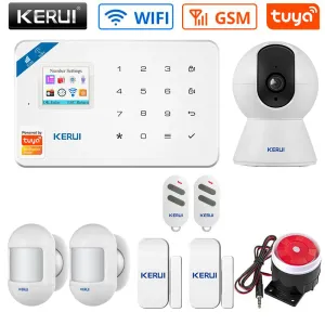 Doorbells Kerui W18 WifiワイヤレスGSMアラームシステムTuyaスマートアプリリモートコントロールホームセキュリティアラームホストホームセキュリティアラームキット