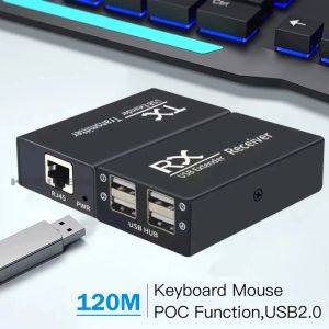 Taschen 4 Port USB Extender RJ45 über Ethernet CAT5E/6 Kabel bis 120 m USB 2.0 Hub UTP -Erweiterung für USB -Flash -Laufwerkstastaturmeisterkamera