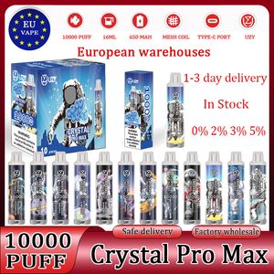 Original Crystal Pro max 10000 Puffs Europäische Lagerhäuser Vaper Vapes 10000 Uzyvape Kristall Razzbar 10k Puff leer Einweg Vape Vape Vapes Eu Vape Puff 10k