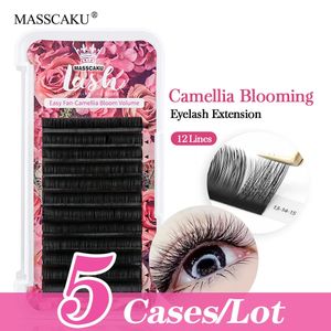 5CASES/LOT MASSCAKU Easy Fan Bloom Eyelash Extension Austomatic Blomning Fast Fan Self-Making Fans Volume Lashes leveranser 240403