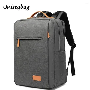 Mochilas Unistybag Mochilas para mulheres Bolsa de laptop leve USB Charging Casual Airplane Viagem de Grande Capacitação Bolsas de Notebook