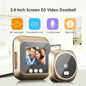 Dörrklockor multifunktionell 2,4 tum LCD Digital Doorbell Electronic Door Eye Viewer Wireless Classic Ring Camera Support Video