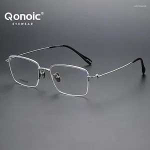 Sunglasses QONOIC Selling Wholesale Custom Fashion Titanium Eyeglasses Frames Metal Optical Glasses 80919