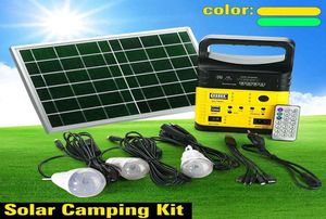 Solarlampor Portable Generator Outdoor Camping Power Mini DC10W Panelladdning LED -belysningssystem Kit Remote Control Radio FM5548052