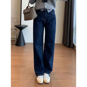 2024 Super leg straight denim original color all cotton high waist slimming straight leg jeans autumn