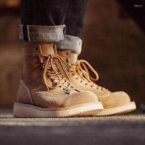 Botas Maden 2024 Winter tornozelo masculino de camurça vintage Couro Desert Casual Sapatos de Segurança Quente