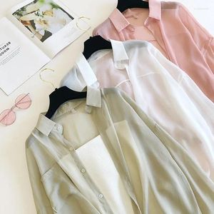 Women's Knits 2024 Summer Korean Loose Shirt Chiffon Sunscreen Air Conditioned Coat Fashion Elegant Communting Y319