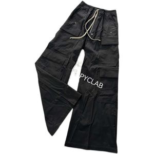 Herrbyxor korrekta och äkta version RO23SS Ny last Multi Pocket Work Clothes Floor Sloping Horn Casual Wide Leg Pants