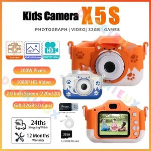 X5S Kids Dijital Kamera HD 1080P 20MP Çocuk Kamerası USB Şarj Cihazı Dahili Oyun Kamerası Şok geçirmez Silikon Koruma Kapağı 240327