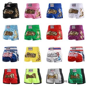 Boxing Shorts Womens Satin Muay Thai Men Kids Kickboxing Pants Professional Training Sanda Combat Grappling Fight Wear 240408