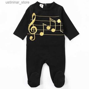 Artırıcılar Bebek Bodysuit Pijamalar Çocuk Giysileri Uzun Kollu Çocuk Giyim Siyah Bebek Tahilleri Altın Müzik Kız Kızlar Bebek Pijama L47