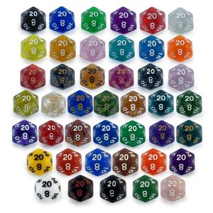 Wholesale Acrylic DND Bulk 20 Sided Dice Toys Running Game Teaching Conference Table Games 20 Sideds Body Pearlized Transparent Colors DHL