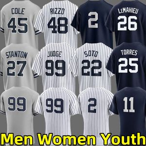 2024 Custom Yankees Baseball Jerseys Энтони Вольпе Энтони Хуан Сото Риццо Аарон Джадж Джеррит Дерек Джетер Маркус Строман Джанкарло Стэнтон Кабрера Джерси Джерси