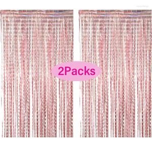 Party Decoration 2 Pack Foil Curtain Silver Rose Gold Glitter Shimmer Fringer Curtains Baby Shower Birthday Wedding Backdrop Decorations