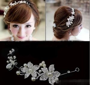 High Quality Bride Jewelry SilverRed Crystal Flower Bride Headdress Soft Chain Wedding Hair Ornaments Decorated Headpieces8723700